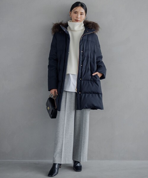 23区 パンツ シルクネップツイード ワイドパンツ レディース