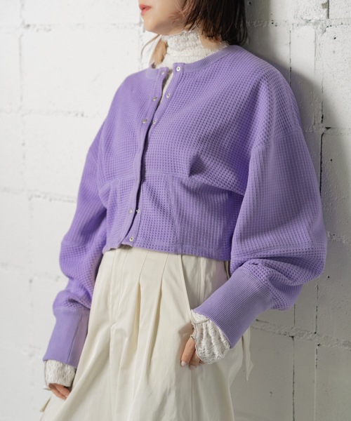 tシャツ WAFFLE CROPPED CARDIGAN レディース