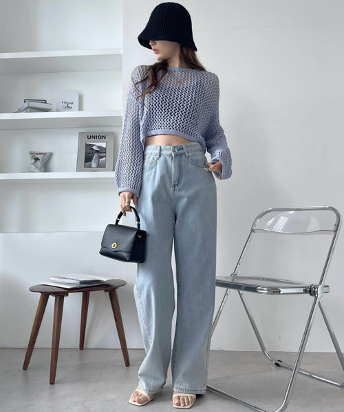 Ada. ニット セーター ゆるメッシュ 透かし編み ボリューム