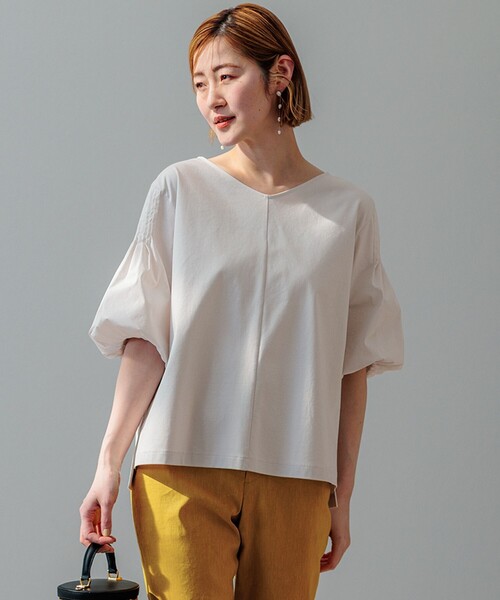 美品♡23区　洗えるスムースデザイン パフスリーブ カットソー ブラウス 23区 tシャツ 「新色追加/洗える」スムースデザイン