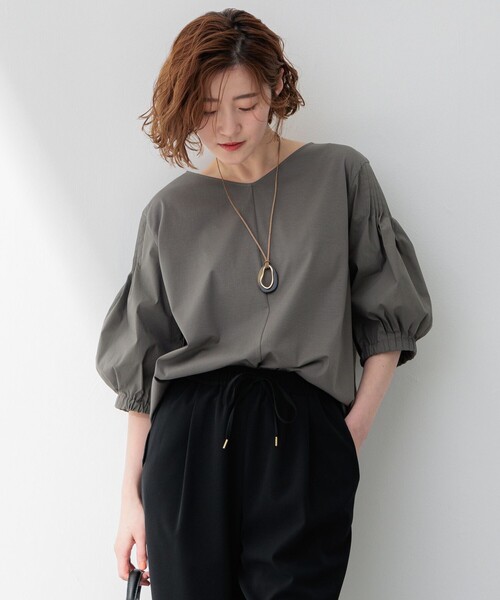 美品♡23区　洗えるスムースデザイン パフスリーブ カットソー ブラウス 23区 tシャツ 「新色追加/洗える」スムースデザイン
