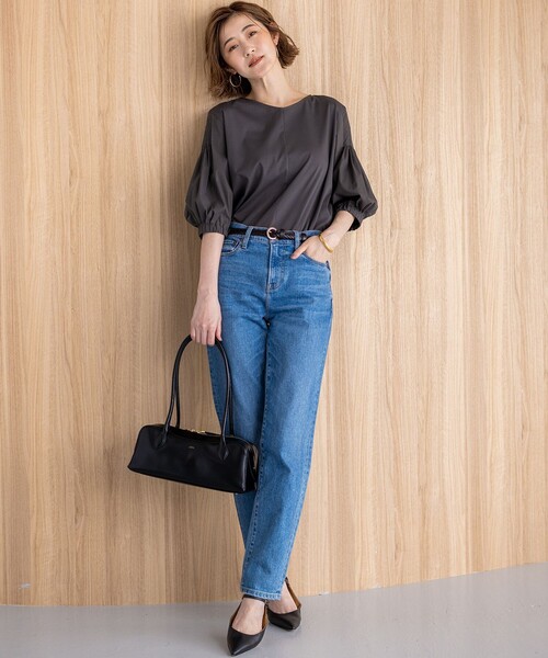 美品♡23区　洗えるスムースデザイン パフスリーブ カットソー ブラウス セール】 【新色追加/洗える】スムースデザイン パフスリーブ