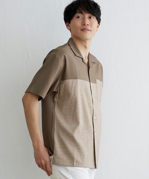 ikka シャツ バイカラーオープンカラーシャツ メンズ : ZOZOTOWN