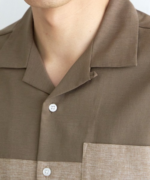 ikka（イッカ） シャツ バイカラーオープンカラーシャツ メンズ