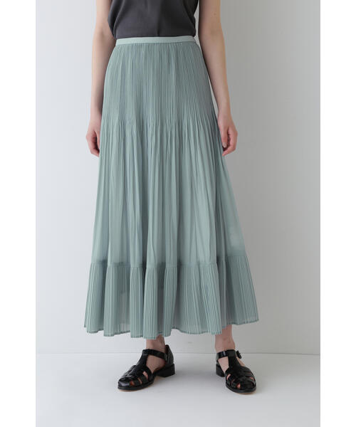 human woman（ヒューマンウーマン） スカート オーガンジープリーツ