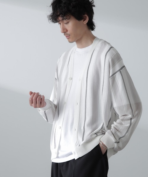 AMIRI ストライプカーディガン NANO universe カーディガン シアーストライプカーディガン