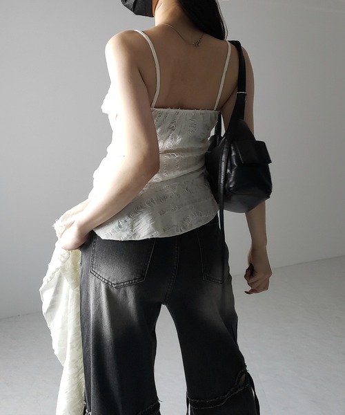 me+em select tシャツ 「 2color 」アシンメトリーダメージ