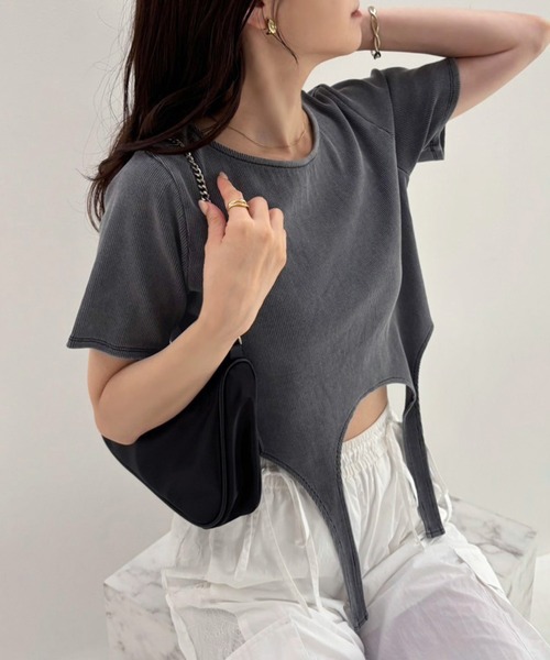 GLSR 売れ筋商品|||グルサー Tシャツ トップス レディース T-shirts Black one after another NICE CLAUP tシャツ Tシャツ ガーター