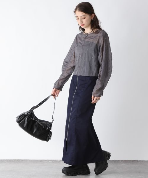 JEANASIS ブラウス シャツ 2WAYビーズドロストブラウス