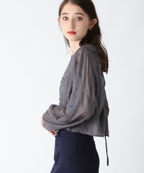 JEANASIS ブラウス シャツ 2WAYビーズドロストブラウス