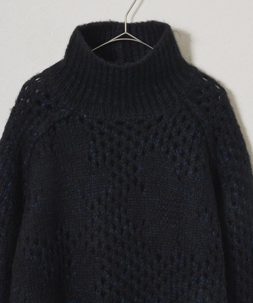 Audrey and John Wad メッシュニット 180-17557 gray ショート丈 ウール混 暖かい しっかり生地 ローゲージ 短めセーター おしゃれ デザイン 冬 WISH FOR EVER セーター ニット ASSORT DESIGN SHORT KNIT