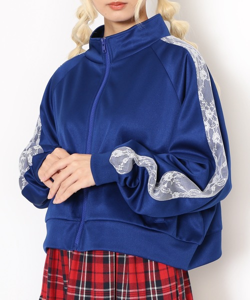 Lovilyn ラヴィリン 配色レースクロップドトラックジャケット(ジャージ) 配色レースクロップドトラックジャケット(ジャージ