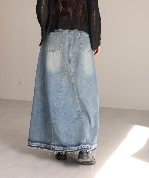 デニムスカート フリンジデニムロングスカート : ZOZOTOWN Yahoo
