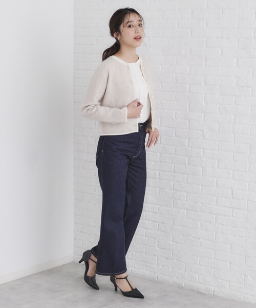 index（インデックス） カーディガン パール調ツイードライクノー