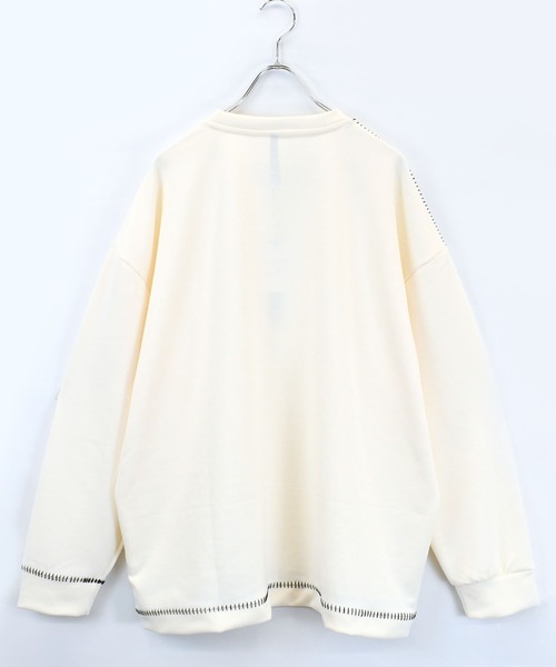 JUN＆ROPE レディース スウェット ダンボールニット ホワイト Sサイズ おしゃれスタ トレーナー スウェット cardboard knit stitching crew