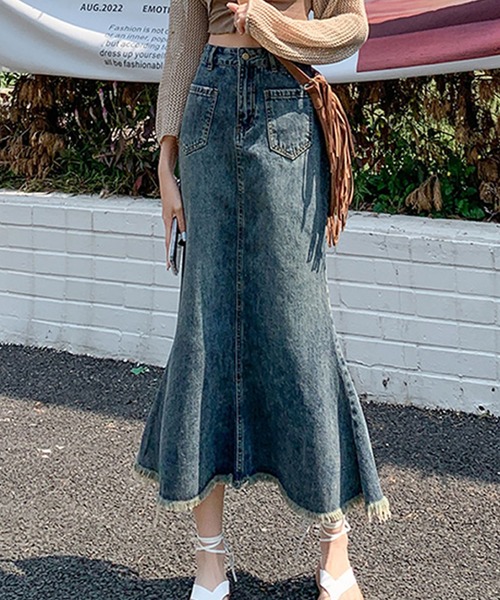GRANCY】Fringedesign Denim Skirt / フリンジデザイン デニム