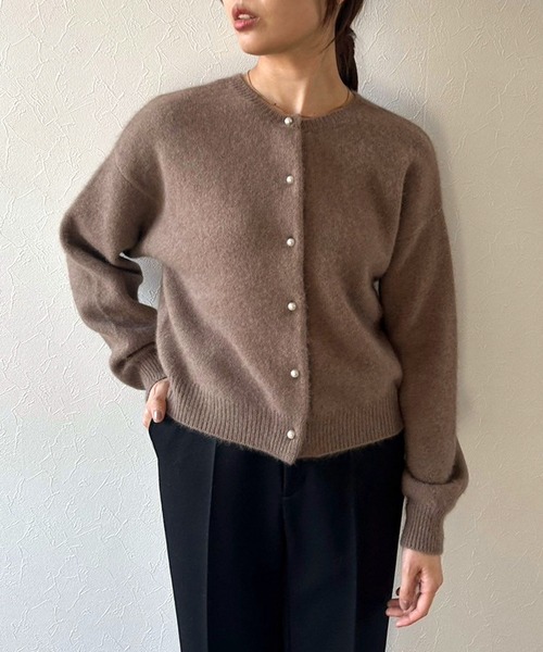 laurenhi ソフトラクーンゴールドボタンカーディガン