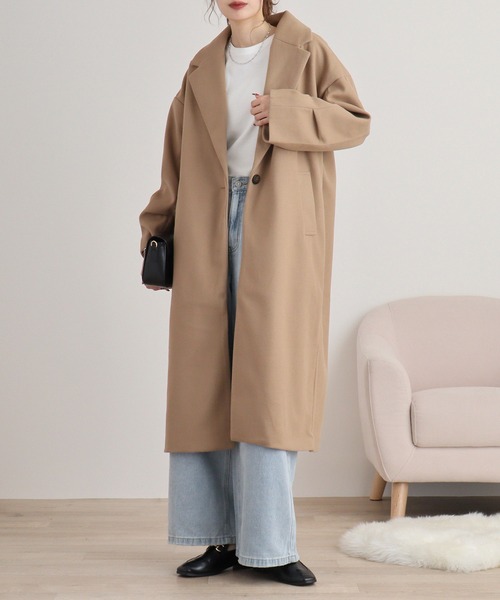 Overtailored Coat/オーバーテーラードコート【定価】39600円 atONE（アットワン） コート アウター ウールライクテーラードコート