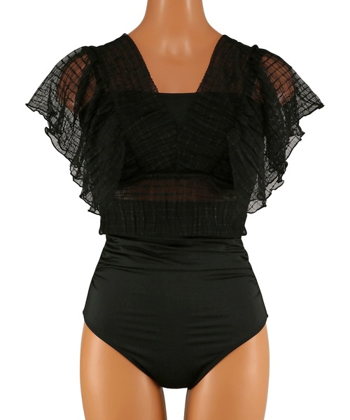 三愛 水着 ブラック フリル レース2025年新作】オシャレでかわいい