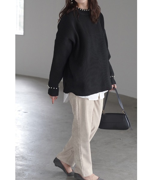 HUG.U（ハグユー） パンツ すっきり見えコーデュロイパンツ レディース