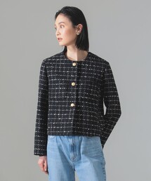 【Demi-Luxe BEAMS】レディース　ツイード　ノンカラージャケット Demi-Luxe BEAMS（デミルクス ビームス）ツイード ノーカラー