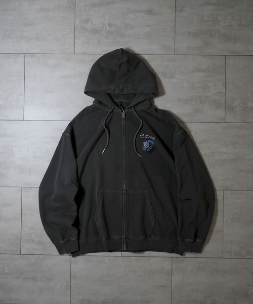 チョップカット Starting Over パーカー pigment graphic embroidery zip hoodie