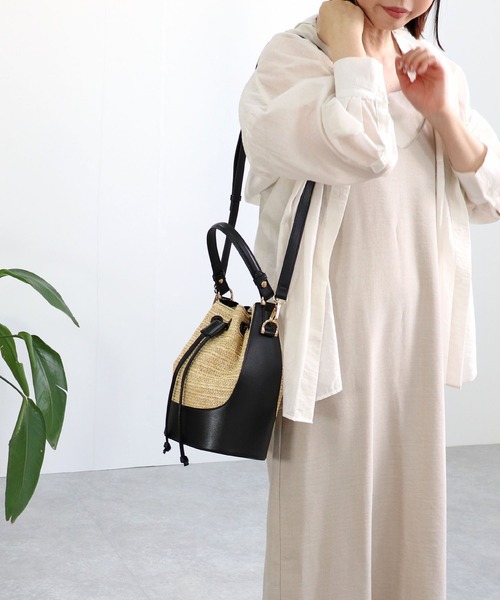 MIAN かごバッグ カゴバッグ 2way巾着ショルダーバッグ