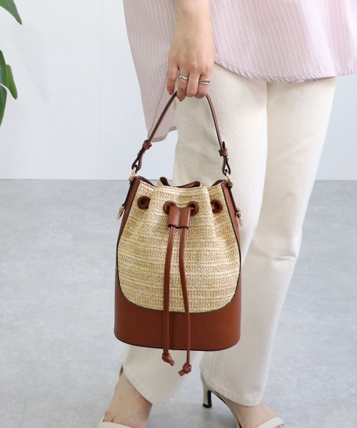 MIAN かごバッグ カゴバッグ 2way巾着ショルダーバッグ