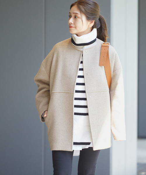 JOURNAL STANDARD ノーカラーコート ベージュ JOURNAL STANDARD（ジャーナルスタンダード） ノーカラーコート SMALL