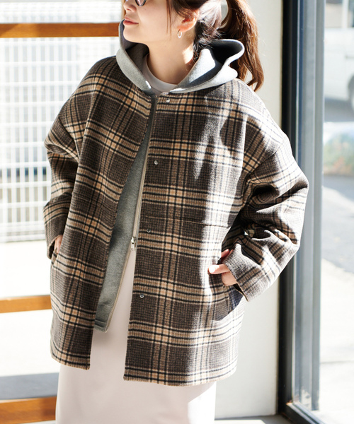 JOURNAL STANDARD ノーカラーコート ベージュ JOURNAL STANDARD（ジャーナルスタンダード） ノーカラーコート SMALL