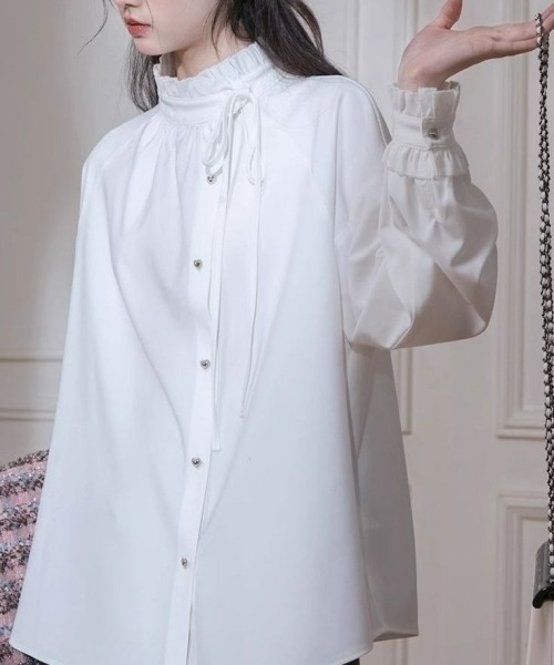 gossip!ロサンゼルス ブラウス シャツ ヴィンテージ風 フリル付き長袖 