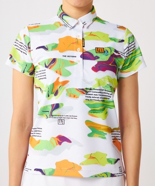 美品★LOUD MOUTH★半袖★ポロシャツ★総柄★ゴルフウェア★GOLF★4L ポロシャツ ポロ LOUDMOUTH/ラウドマウス ゴルフウェア ブランド