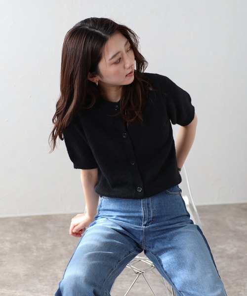 PRADA ボタンフロント ニットシャツ カーディガン M ブルー コットン ENC カーディガン front black button summer knit cardigan