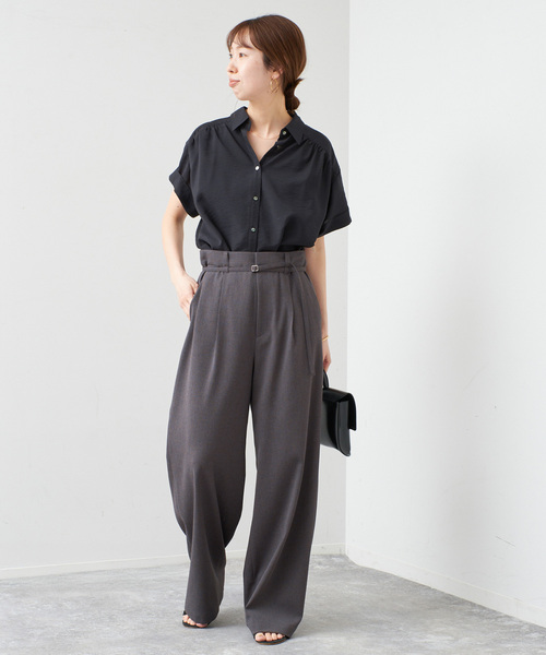 Spick＆Span ブラウス シャツ ソフトローンギャザー半袖シャツ