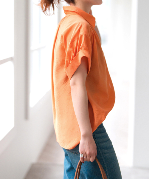 Spick＆Span ブラウス シャツ ソフトローンギャザー半袖シャツ