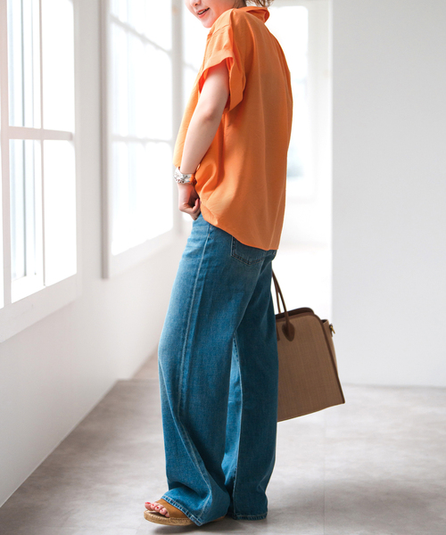 Spick＆Span ブラウス シャツ ソフトローンギャザー半袖シャツ
