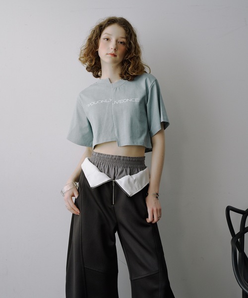 VIOLETTA（ヴィオレッタ） tシャツ 半袖 ピグメント加工風クロップドT