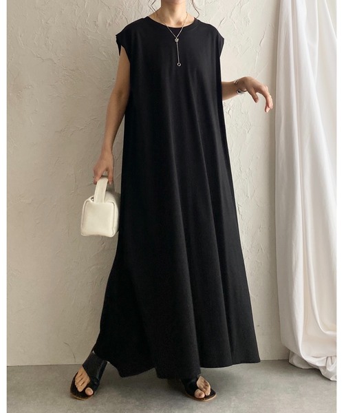 She's Closet ワンピース タックフレンチスリーブロング丈Aライン
