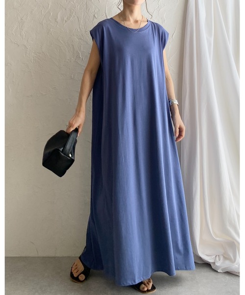 She's Closet ワンピース タックフレンチスリーブロング丈Aライン