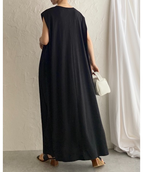She's Closet ワンピース タックフレンチスリーブロング丈Aライン