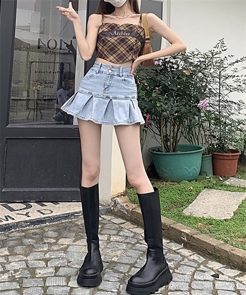 デニム プリーツスカート ミニ丈 楽天市場】スカート レディース 春夏 ミニ丈 デニム キュロット