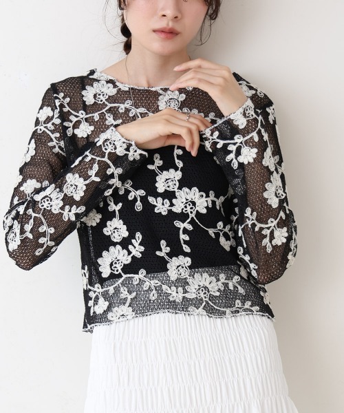 BAB（バブ） tシャツ 刺繍透かし編みトップス レディース : ZOZOTOWN