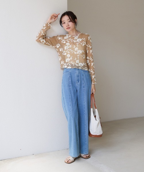 BAB（バブ） tシャツ 刺繍透かし編みトップス レディース : ZOZOTOWN