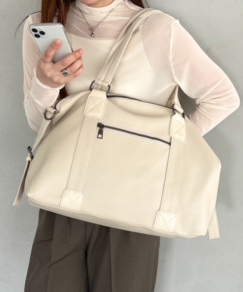ショルダーバッグ・ポシェット FOLNUA BOSTONBAG CANVAS [2COLOR] ボストンバッグ 「A4収納可能」PU 2WAYマルチショルダーバッグ