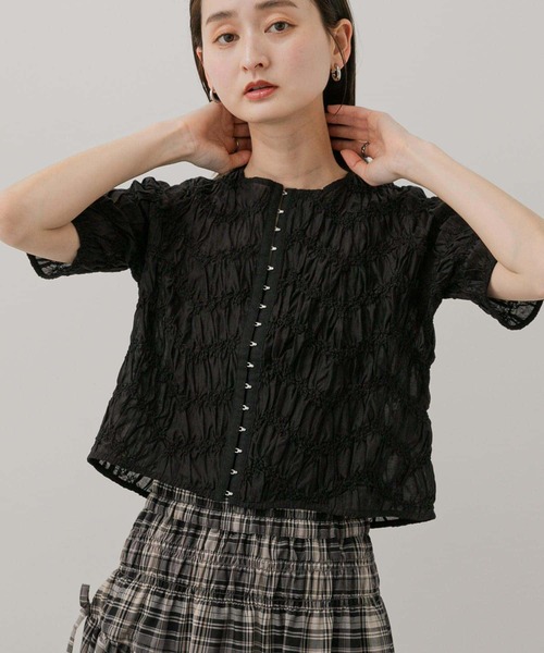 ブラウス シャツ 「Exclusive」フロントジップ ポプリンシャツ レディース TOMMY JEANS ブラウス シャツ ポプリンボクシーショートスリーブ