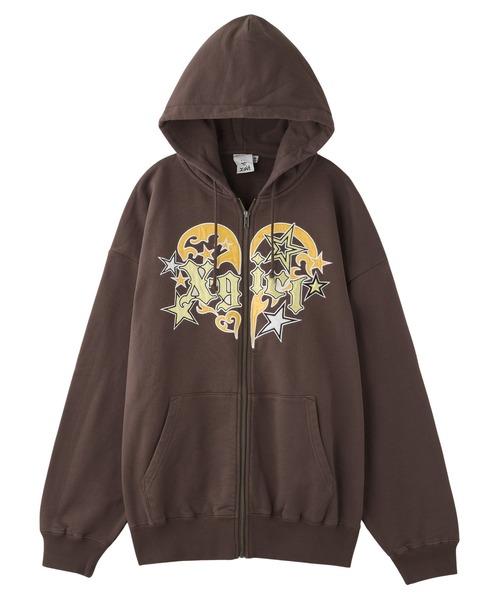 X-girl パーカー TRIBAL HEART ZIP UP SWEAT HOODIE レディース