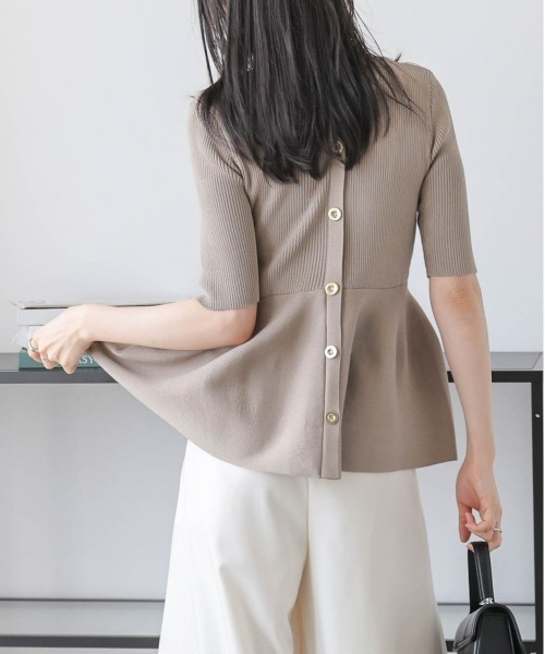 Lajour tシャツ 「日本製」2WAYペプラムリブニットトップス レディース
