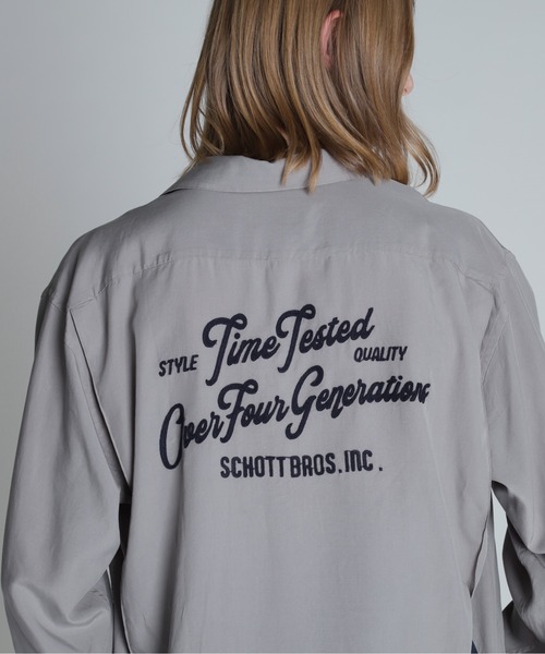 Schott シャツ Lサイズ Schott N.Y.C 「schott」 長袖シャツ L グレー メンズ