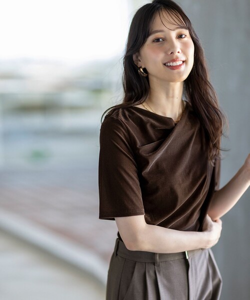 ANY SIS（エニィスィス） tシャツ 半袖 「洗える」シアーベロア