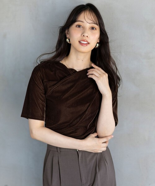 ANY SIS（エニィスィス） tシャツ 半袖 「洗える」シアーベロア